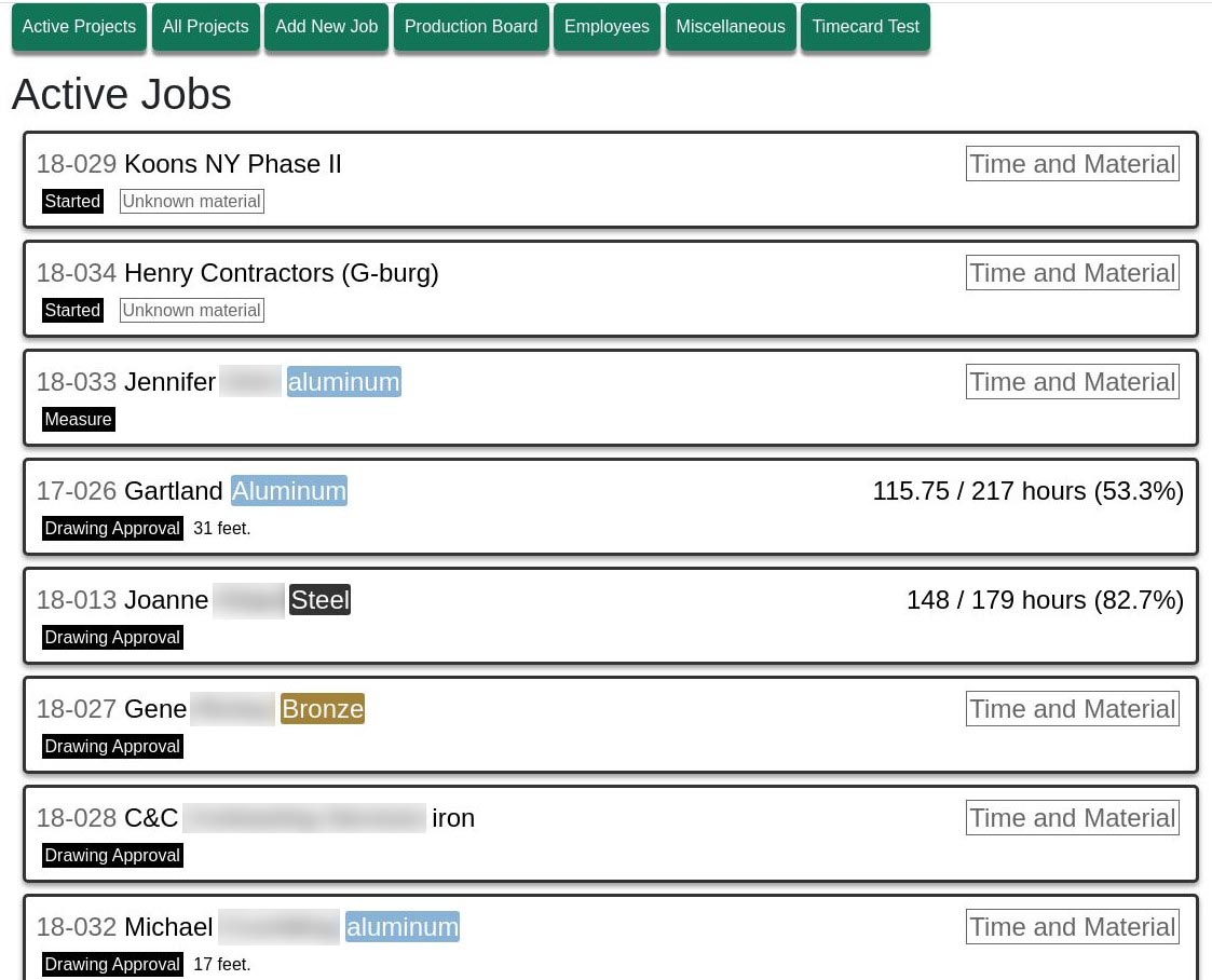 ISME main interface — project listing